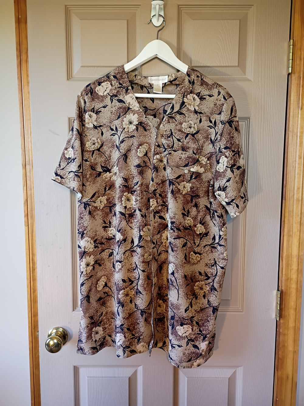 Floral Button-Front Blouse in Brown by Christie & Jill